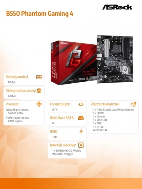 Základná doska Asrock B550 Phantom Gaming 4