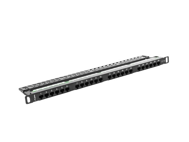 Patch panel 24 portový 0.5U Kat.5E čierny