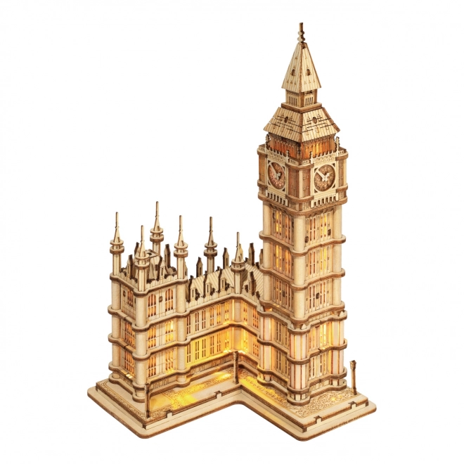 RoboTime drevené 3D puzzle vežové hodiny Big Ben svietiace