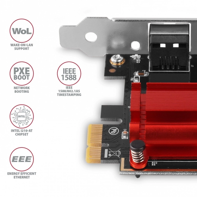 PCIe karta sieťová gigabit ethernet AXAGON Intel i210AT