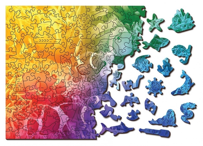 Drevené puzzle s figúrkami - Tropické ryby L