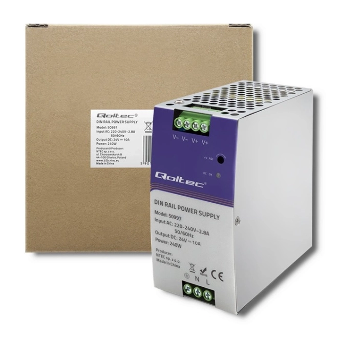 Napájací zdroj na DIN lištu 240W 24V značky Qoltec