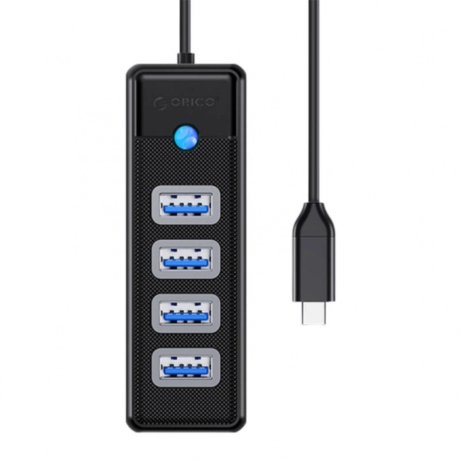 Orico adaptér USB-C na 4x USB 3.0 čierny