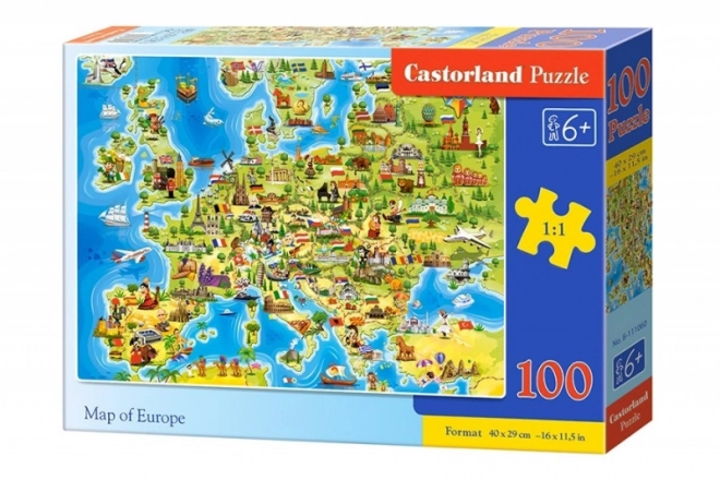 Castorland Puzzle Mapa Európy 100 Dielikov