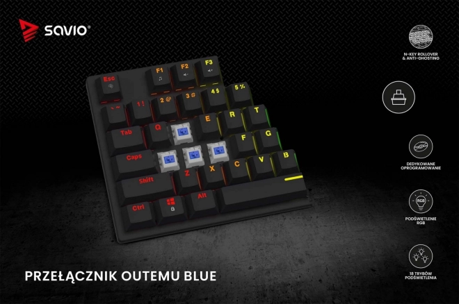 Mechanická RGB klávesnica Savio Tempest X2 s prepínačmi Outemu Blue