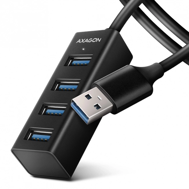 Mini kovový USB hub AXAGON 4-portový USB 3.2 Gen 1 s dĺžkou kábla 1,2 m