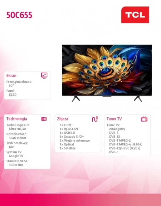 50-palcový televízor QLED 50C655