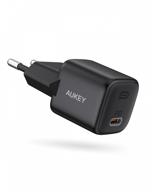 Čierna sieťová nabíjačka Aukey Omnia Mini s USB-C Power Delivery 20W