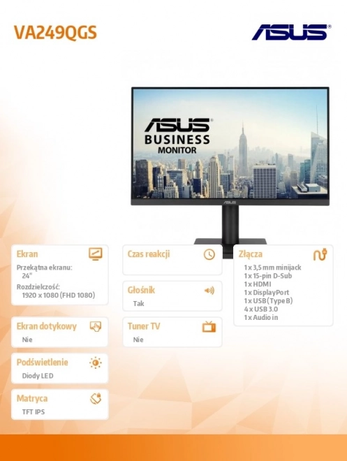 Monitor 24 palcov Asus VA249QGS FHD IPS 120Hz