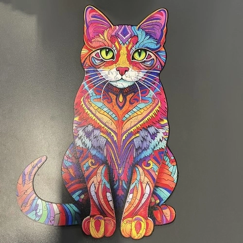 Drevené Puzzle Mačka