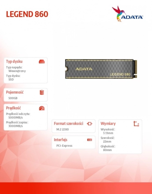 SSD Disk LEGEND 860 PCIe 500GB