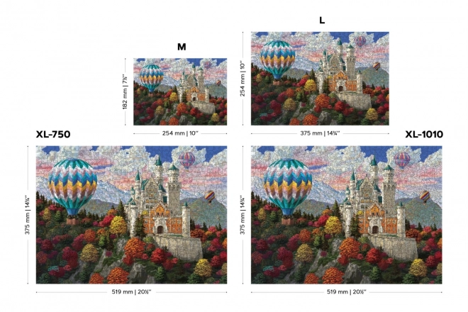 Drevené puzzle zámok Neuschwanstein 2v1