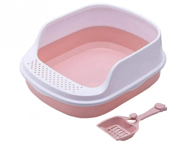 Otvorená toaleta pre mačky s rámom na podstielku a veľká lopatka