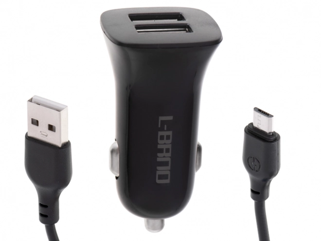 Rýchla nabíjačka do auta 2x USB s micro USB káblom