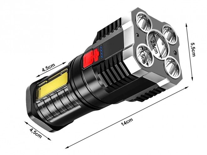 Výkonná LED Akumulátorová Viacúčelová Baterka s USB