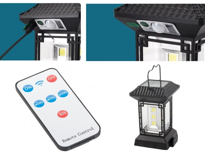 Solárna lampa s pohybovým senzorom a diaľkovým ovládaním