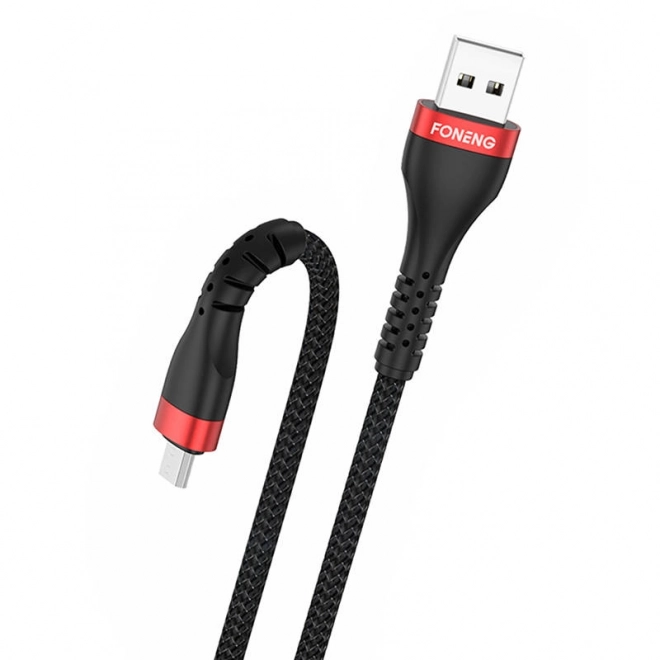 Odolný USB na Micro USB kábel Foneng 1m 3A čierny