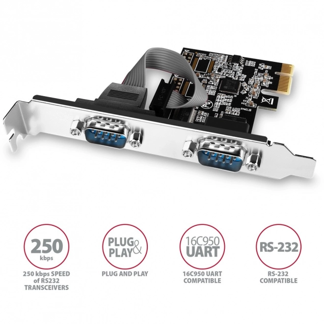 PCIe RS232 kontrolér 2 porty