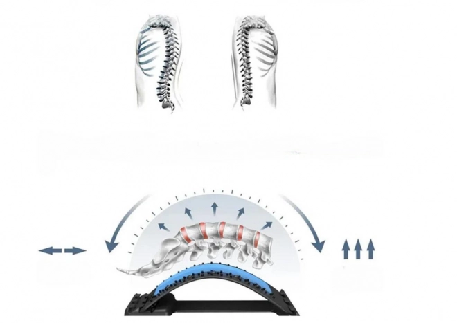 Nástroj na natiahnutie chrbtice s masážou a akupresúrou