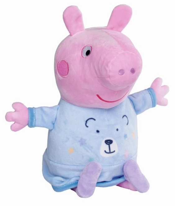 Peppa Pig 2v1 plyšový usínáček hrajúci a svietiaci, modrý, 25 cm