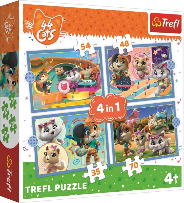 Trefl Puzzle 44 Mačiek: Mačací Tím 4v1