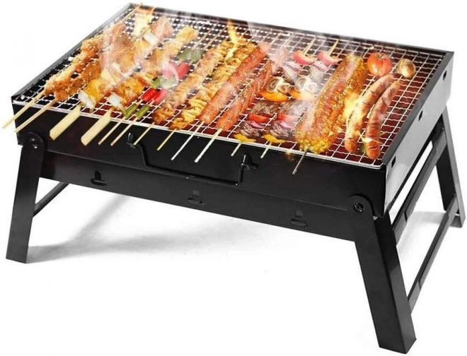 Prenosný skladací gril na drevené uhlie na kempovanie a BBQ