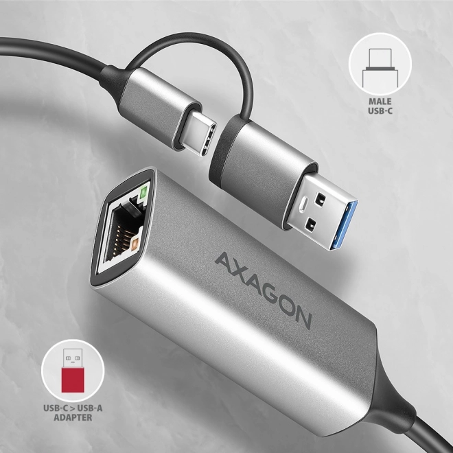 Axagon gigabit ethernet adaptérová karta USB-C/USB-A
