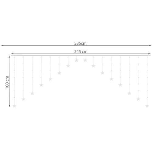 Svetelná záclona Hviezdičky 136 LED teplá biela