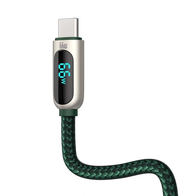 Baseus Kábel s displejom USB na Type-C, 66W, 1m (zelená)