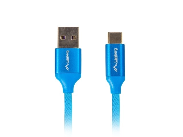 Prémiový USB kábel 2.0 modrý 1m