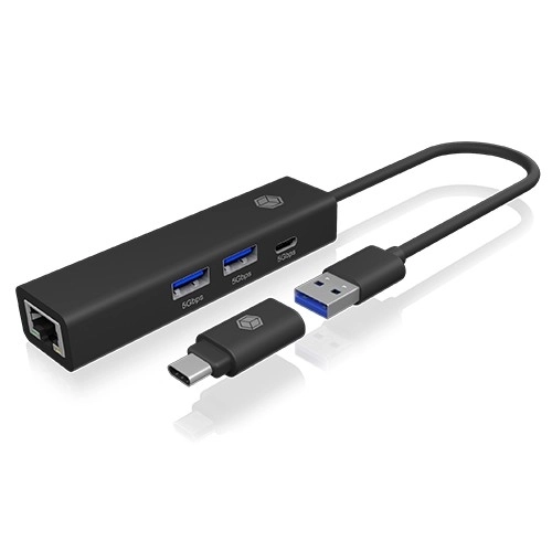 Hub 4v1 s LAN, 1x USB-C, 2x USB-A, 1x LAN