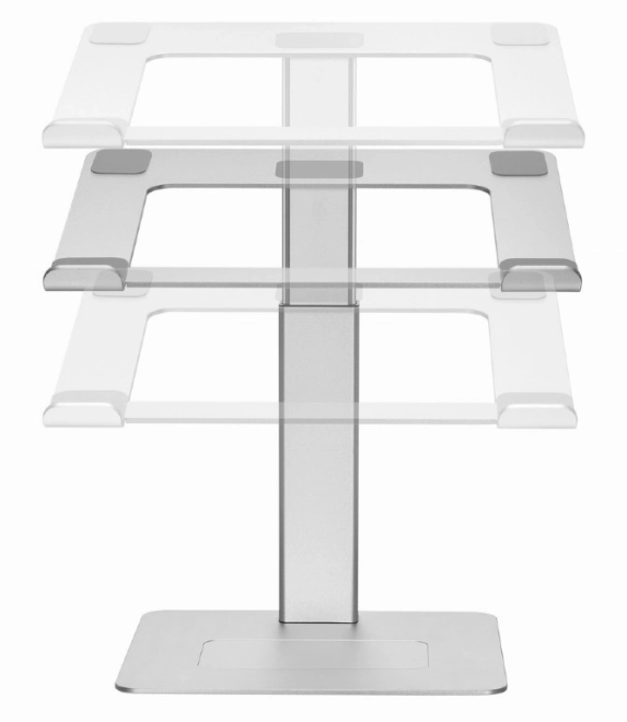 Ergonomická strieborná stojan na notebook s nastaviteľnou výškou