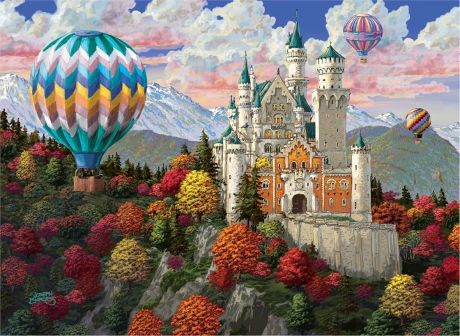 Drevené puzzle zámok Neuschwanstein 2v1