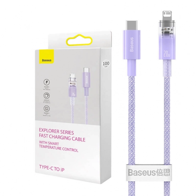 Rychlonabíjací kábel Baseus USB-C na Lightning 1m 20W fialový