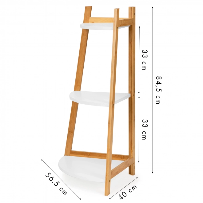 Rohová knižnica z bambusu s 3 policami