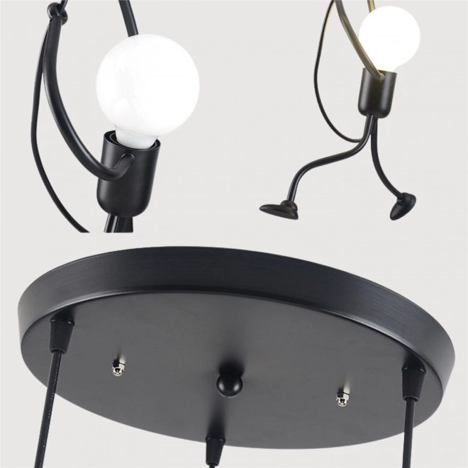 Lampa Sufitová Loft - Čierna, Figúrky Humanoid LED Typ III