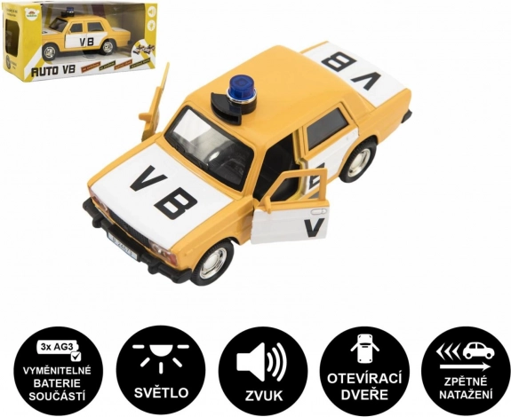Policajné auto VB Lada 12 cm so svetlom a zvukom na spätný chod
