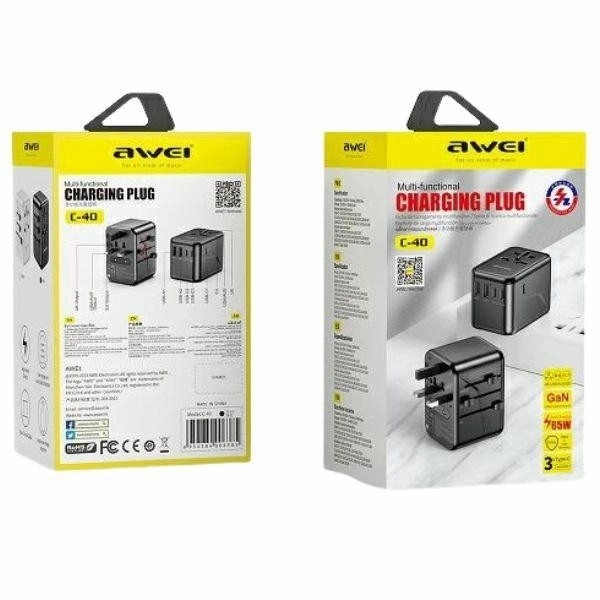 Cestovná nabíjačka Awei GaN 65W 4v1