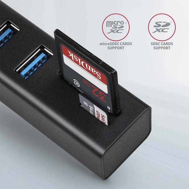 Viacportový hub USB AXAGON HMA-CR3A so čítačkou kariet