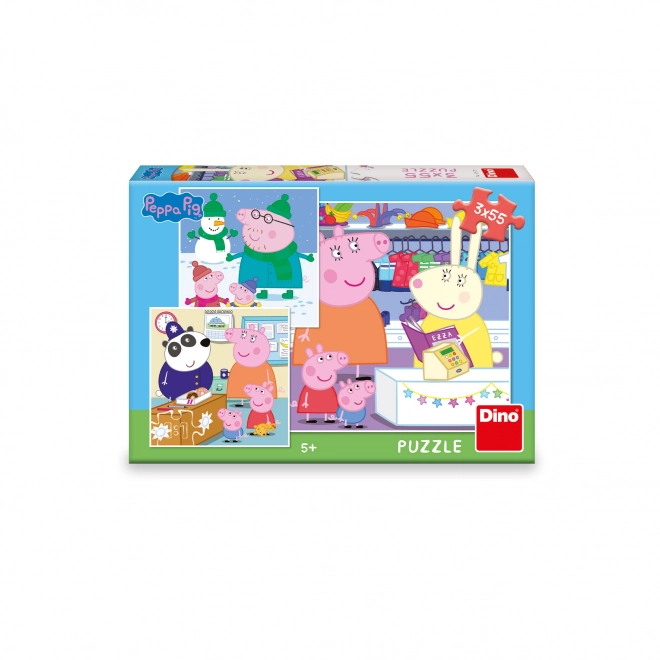 Puzzle Prasiatko Peppa 3x55 dielikov