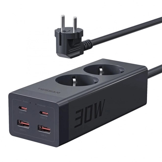 Tessan GaN zásuvkový predlžovač s USB