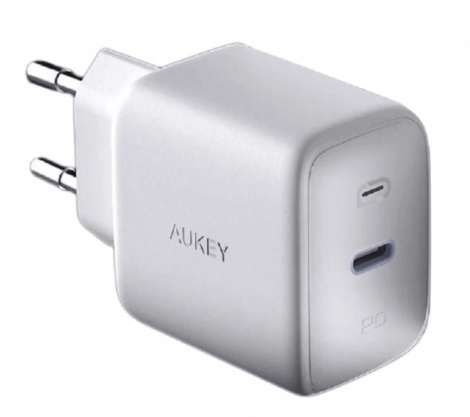 Biela sieťová nabíjačka Aukey Omnia GaN USB-C