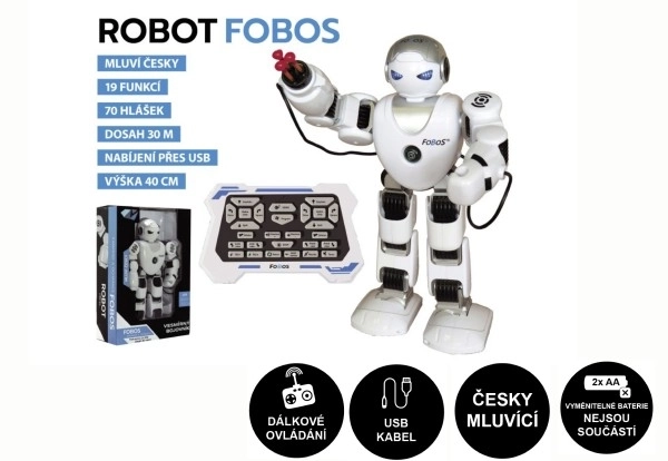 RC interaktívny hovoriaci robot Fobos - 40 cm