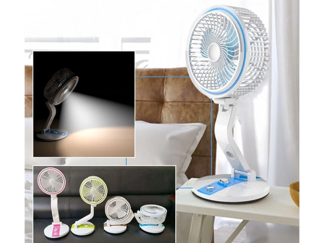 Skladací bezdrôtový ventilátor s LED lampou