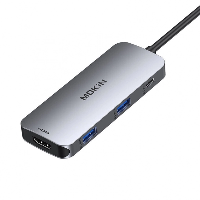 Adaptér 7v1 USB-C na HDMI, USB a SD strieborný