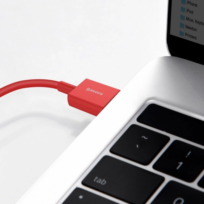 Červený USB kábel pre Apple zariadenia 2,4A 1m