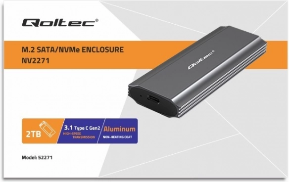 Qoltec obal na disk M.2 SSD 2TB USB-C
