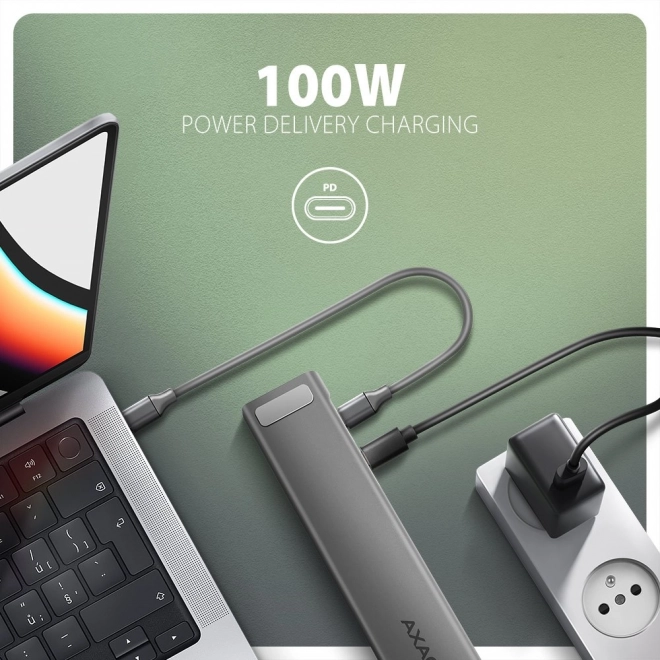 Viacportový USB-C hub AXAGON 5Gbps 9v1