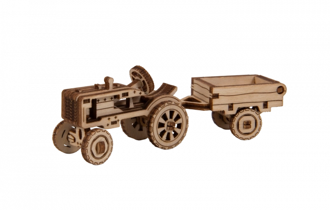 Drevené 3D puzzle model Traktor s prívesom