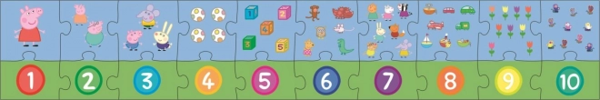 Vedomostné Puzzle Čísla Prasiatko Peppa 20 Dielikov